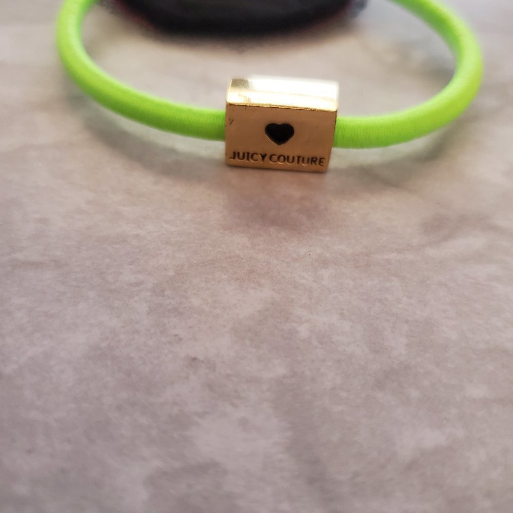 👑 Juicy Couture Neon bright Crown Rhienosntes Crystals Fabric Hair Tie Elastic - Picture 3 of 4
